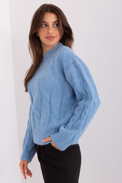 Sweter Damski Model AT-SW-0146.10P Light Blue - AT Sweter Damski Model AT-SW-0146.10P Light Blue - AT
