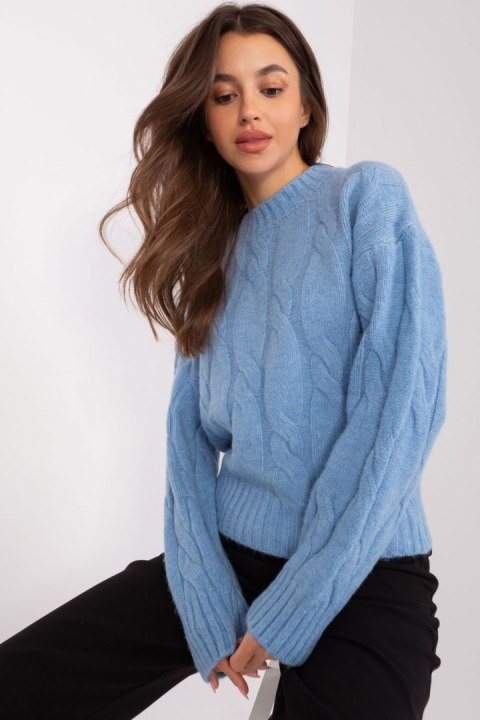 Sweter Damski Model AT-SW-0146.10P Light Blue - AT Sweter Damski Model AT-SW-0146.10P Light Blue - AT