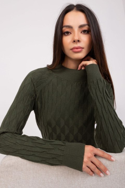Sweter Damski Model AT-SW-2326.37X Khaki - AT Sweter Damski Model AT-SW-2326.37X Khaki - AT