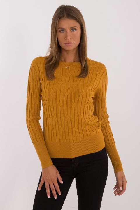 Sweter Damski Model AT-SW-2338-2.00 Dark Yellow - AT Sweter Damski Model AT-SW-2338-2.00 Dark Yellow - AT