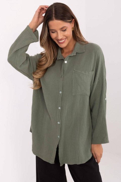 Koszula Damska Model MO-KS-9368.98 Khaki - Italy Moda Koszula Damska Model MO-KS-9368.98 Khaki - Italy Moda