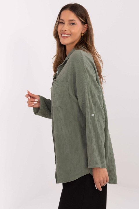 Koszula Damska Model MO-KS-9368.98 Khaki - Italy Moda Koszula Damska Model MO-KS-9368.98 Khaki - Italy Moda