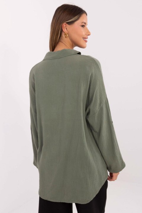 Koszula Damska Model MO-KS-9368.98 Khaki - Italy Moda Koszula Damska Model MO-KS-9368.98 Khaki - Italy Moda