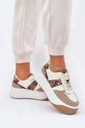 Buty Sportowe Sneakersy damskie Model Telanila PL360 Beige Wzór - Step in style