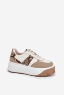Buty Sportowe Sneakersy damskie Model Telanila PL360 Beige Wzór - Step in style