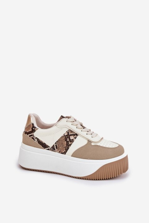 Buty Sportowe Sneakersy damskie Model Telanila PL360 Beige Wzór - Step in style Buty Sportowe Sneakersy damskie Model Telanila PL360 Beige Wzór - Step in style