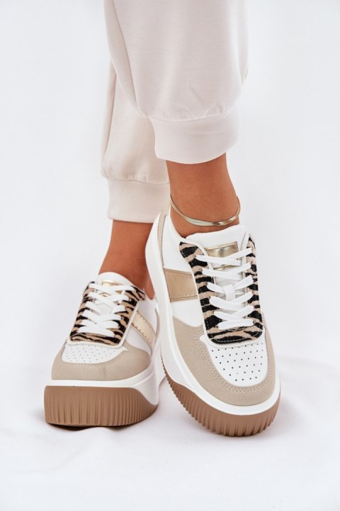Buty Sportowe Sneakersy damskie Model Telanila PL360 Beige/Gold Wzór - Step in style Buty Sportowe Sneakersy damskie Model Telanila PL360 Beige/Gold Wzór - Step in style