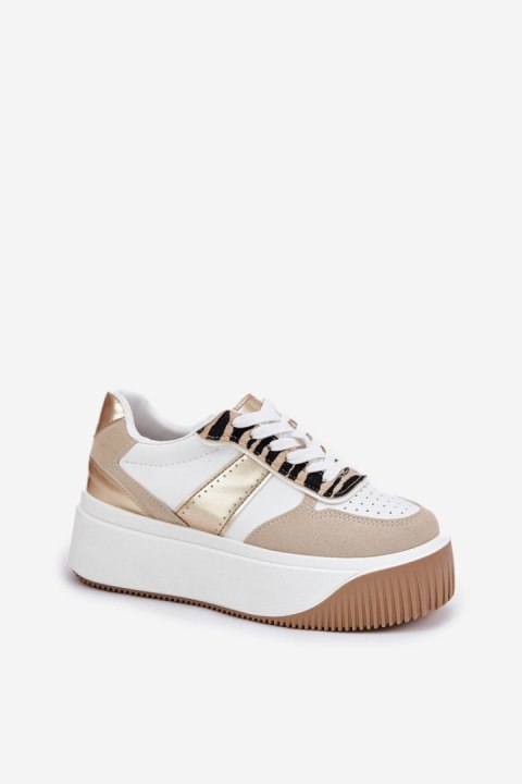 Buty Sportowe Sneakersy damskie Model Telanila PL360 Beige/Gold Wzór - Step in style Buty Sportowe Sneakersy damskie Model Telanila PL360 Beige/Gold Wzór - Step in style