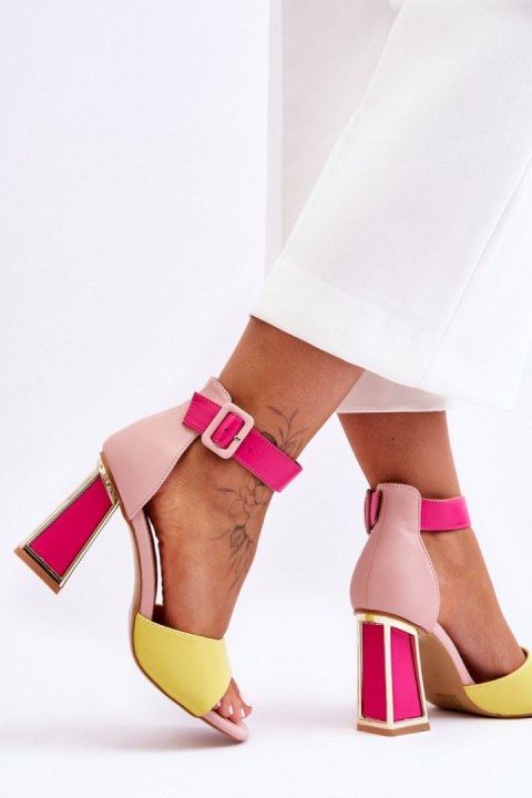 Sandały Model Sorel M349 Pink/Yellow - Step in style Sandały Model Sorel M349 Pink/Yellow - Step in style