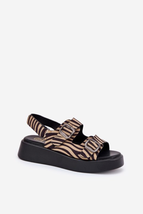 Sandały damskie Model Genorre MAN0888 Zebra Beige/Black Sandały damskie Model Genorre MAN0888 Zebra Beige/Black