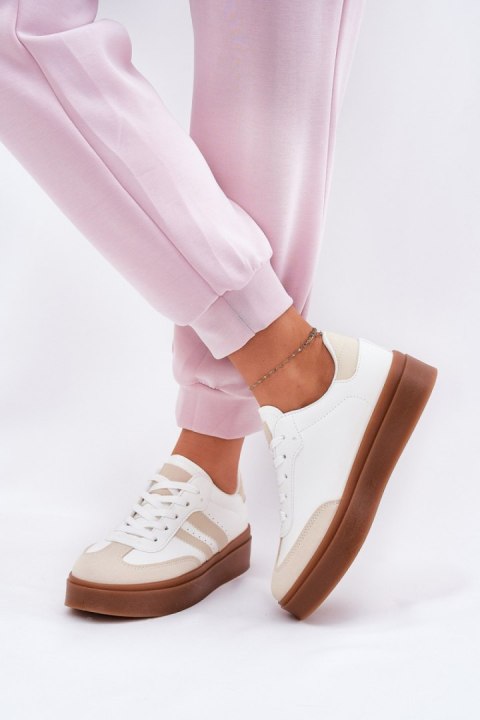 Buty Sportowe Sneakersy damskie Model Ediriella 25SP26-9081 Beige/White Buty Sportowe Sneakersy damskie Model Ediriella 25SP26-9081 Beige/White