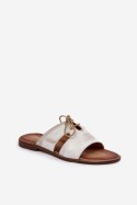 Klapki damskie skórzane Model Zazoo 3022 Złoty Przecierany - Step in style