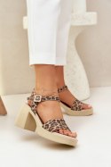 Sandały damskie skórzane Model Zazoo 40386 Panterka Brown/Beige - Step in style