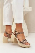 Sandały damskie skórzane Model Zazoo 40386 Panterka Brown/Beige - Step in style