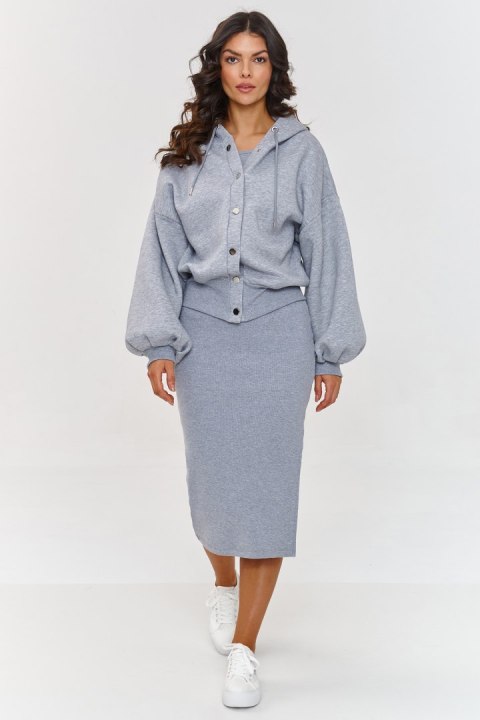 Komplet damski sukienka blusa Model A6 Grey Melange - Makadamia