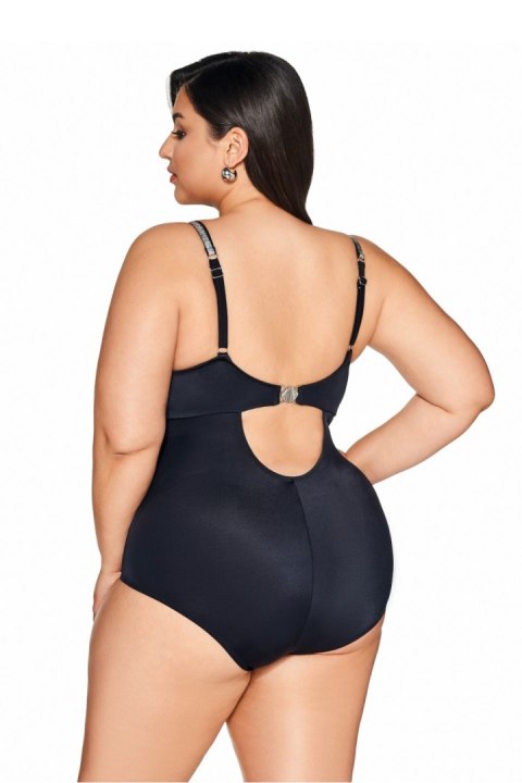Jednoczęściowy strój kostium kąpielowy plus size Model SKJ63 Black - Ava Jednoczęściowy strój kostium kąpielowy plus size Model SKJ63 Black - Ava