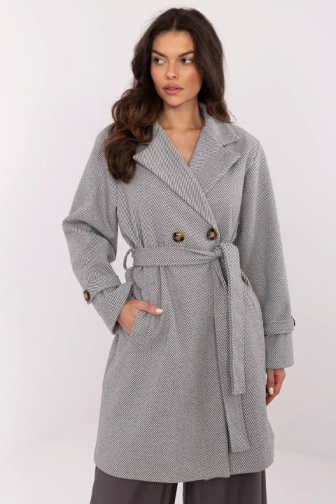 Płaszcz Damski klasyczny Model MO-PL-5209.87 White/Grey - Italy Moda