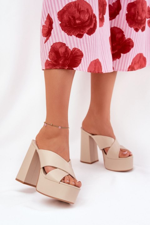 Klapki damskie Model Lenobos 6874 Beige Klapki damskie Model Lenobos 6874 Beige