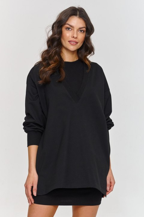 Komplet damski sukienka bluza Model M867 Black - Makadamia Komplet damski sukienka bluza Model M867 Black - Makadamia