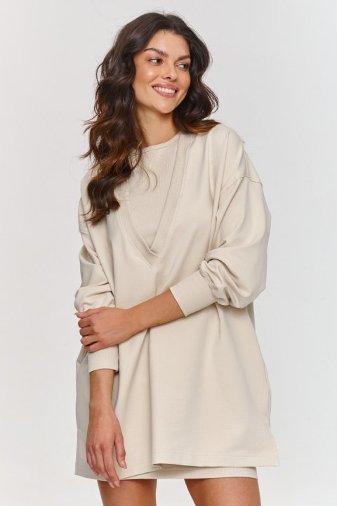 Komplet damski sukienka bluza Model M867 Light Beige - Makadamia