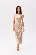 Sukienka damska elegancka midi Model Elen BEZ SUK0437 Beige - Roco Fashion