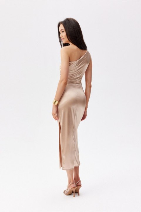 Sukienka damska elegancka midi Model Elen BEZ SUK0437 Beige - Roco Fashion Sukienka damska elegancka midi Model Elen BEZ SUK0437 Beige - Roco Fashion