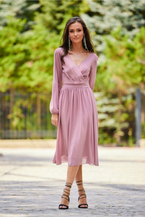 Sukienka damska wizytowa Model ROZ SUK0372 Pink - Roco Fashion Sukienka damska wizytowa Model ROZ SUK0372 Pink - Roco Fashion