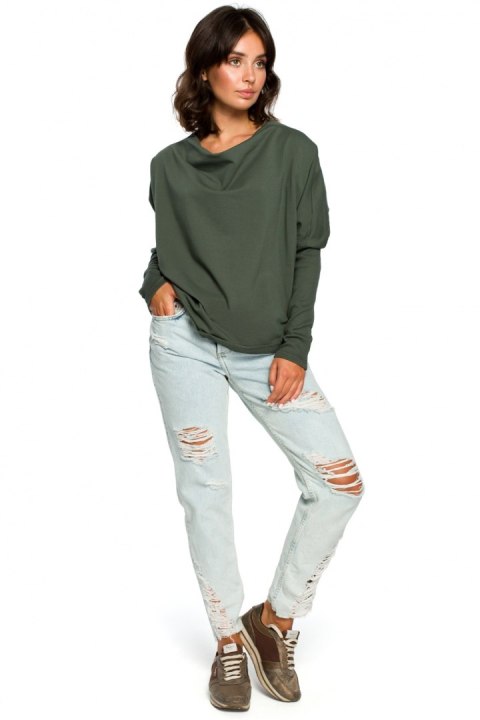 Bluza Damska Oversize Model B094 Green - BeWear Bluza Damska Oversize Model B094 Green - BeWear