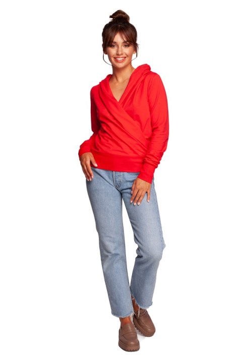 Bluza Damska z kapturem Model B246 Red - BeWear Bluza Damska z kapturem Model B246 Red - BeWear
