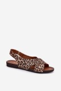 Sandały damskie skórzane Model Zazoo 40407 Panterka Brown