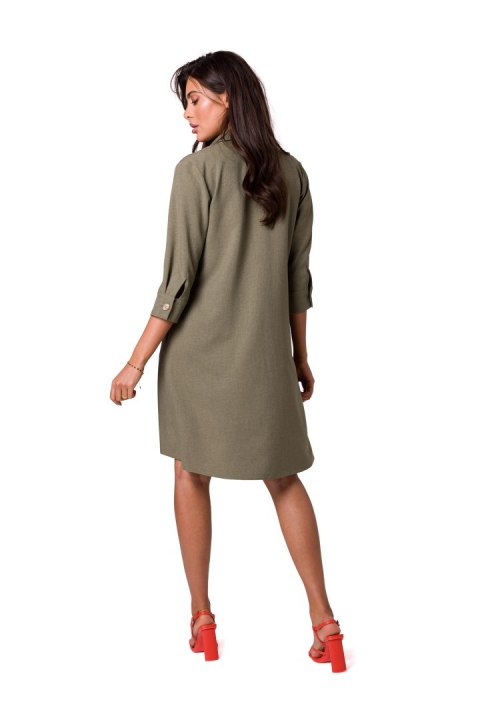 Sukienka Model B257 Oliwka - BeWear Sukienka Model B257 Oliwka - BeWear