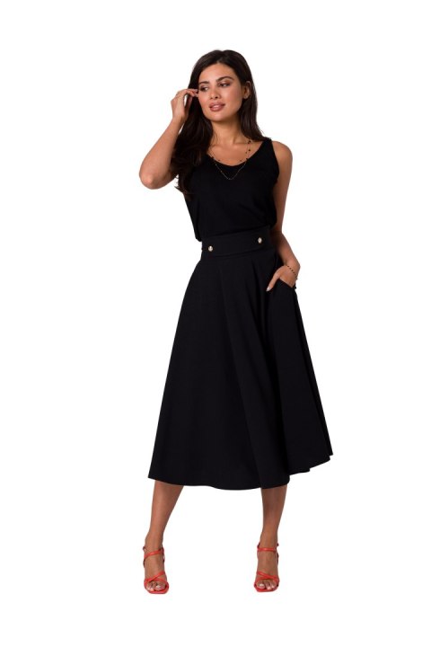 Spódnica damska midi Model B265 Black - BeWear Spódnica damska midi Model B265 Black - BeWear