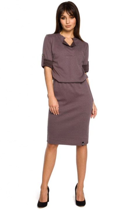 Sukienka damska dzienna Model B056 Brown - BeWear Sukienka damska dzienna Model B056 Brown - BeWear
