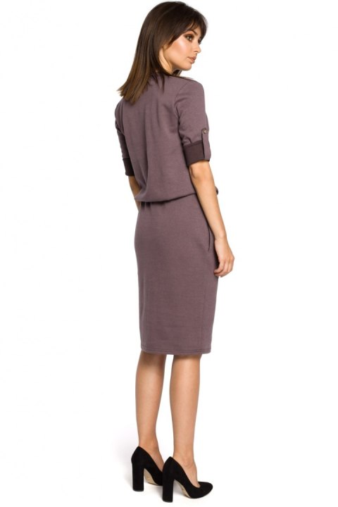 Sukienka damska dzienna Model B056 Brown - BeWear Sukienka damska dzienna Model B056 Brown - BeWear