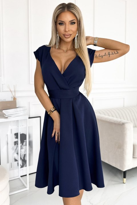 Sukienka Model Scarlett 348-6 Navy - Numoco Sukienka Model Scarlett 348-6 Navy - Numoco