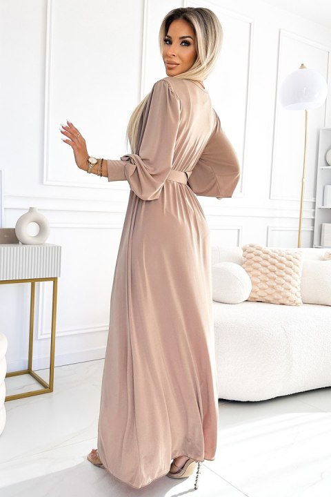 Sukienka Model Fiorella 536-2 Beige - Numoco Sukienka Model Fiorella 536-2 Beige - Numoco