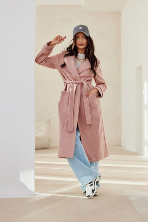 Płaszcz Damski Model Katsy ROZ PLA0041 Pink - Roco Fashion Płaszcz Damski Model Katsy ROZ PLA0041 Pink - Roco Fashion
