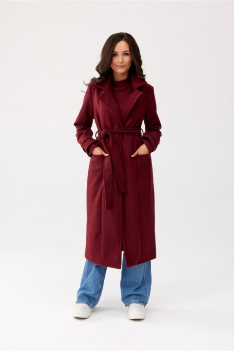 Płaszcz Damski Model Sovan BOR PLA0035 Bordo - Roco Fashion Płaszcz Damski Model Sovan BOR PLA0035 Bordo - Roco Fashion