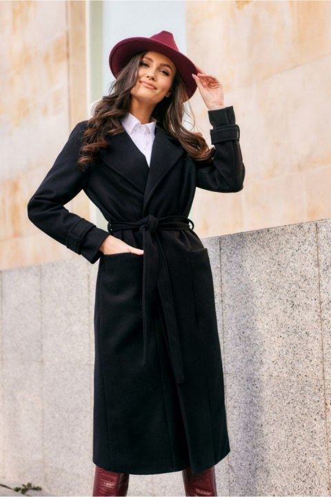 Płaszcz Damski Model Sovan CZA PLA0035 Black - Roco Fashion Płaszcz Damski Model Sovan CZA PLA0035 Black - Roco Fashion
