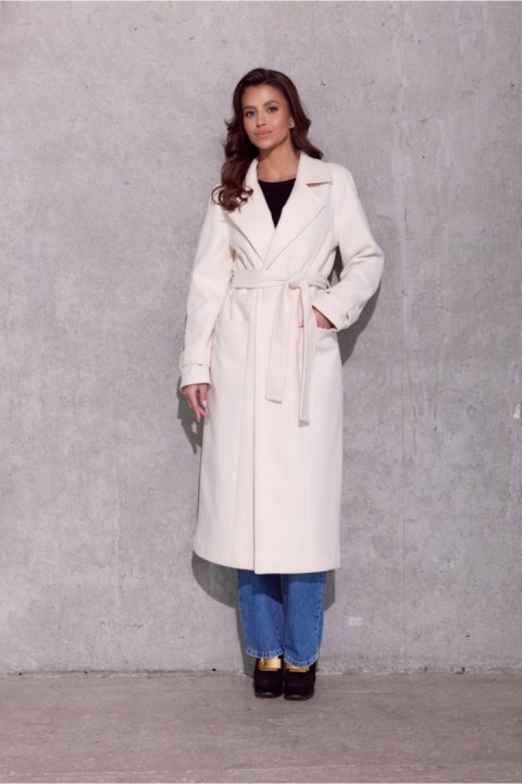 Płaszcz Damski Model Vivienne BEJ PLA0039 Light Beige - Roco Fashion Płaszcz Damski Model Vivienne BEJ PLA0039 Light Beige - Roco Fashion