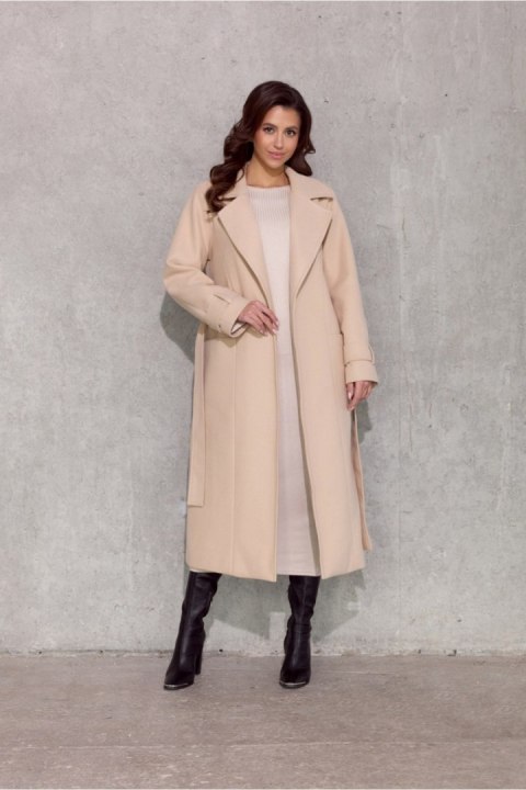 Płaszcz Damski Model Vivienne BEZ PLA0039 Beige - Roco Fashion Płaszcz Damski Model Vivienne BEZ PLA0039 Beige - Roco Fashion