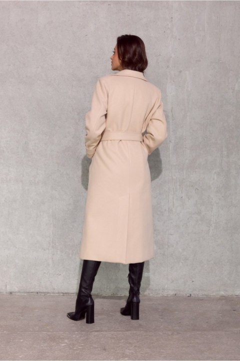 Płaszcz Damski Model Vivienne BEZ PLA0039 Beige - Roco Fashion Płaszcz Damski Model Vivienne BEZ PLA0039 Beige - Roco Fashion