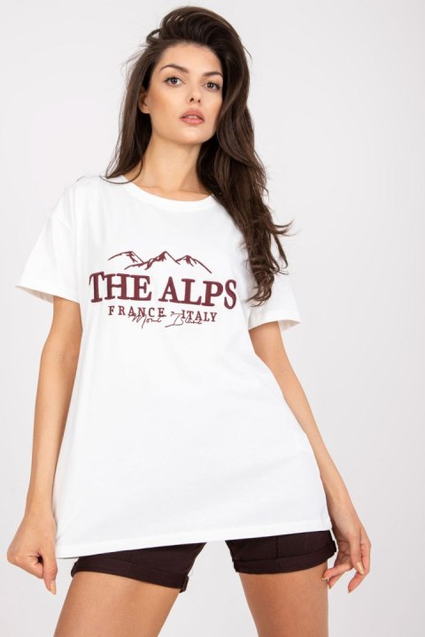T-shirt Damski Model FA-TS-7720.43P White/Brown - Fancy T-shirt Damski Model FA-TS-7720.43P White/Brown - Fancy