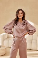 Bluzka damska elegancka Model Evelyn CAP BLU0194 Cappuccino - Roco Fashion