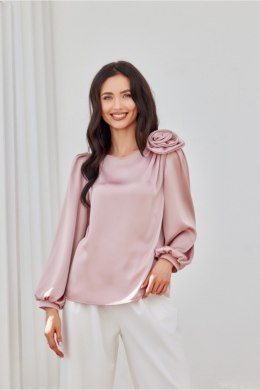 Bluzka damska elegancka Model Evelyn ROZ BLU0194 Pink - Roco Fashion