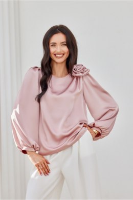 Bluzka damska elegancka Model Evelyn ROZ BLU0194 Pink - Roco Fashion