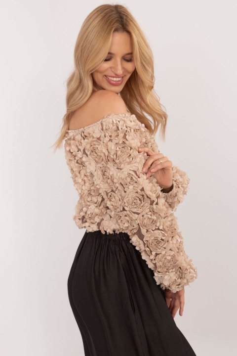 Bluzka Model MI-BZ-26158.20 Beige - Italy Moda Bluzka Model MI-BZ-26158.20 Beige - Italy Moda