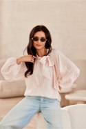 Bluzka damska lniana Model Aliss BLU0200-P87 Pink - Roco Fashion