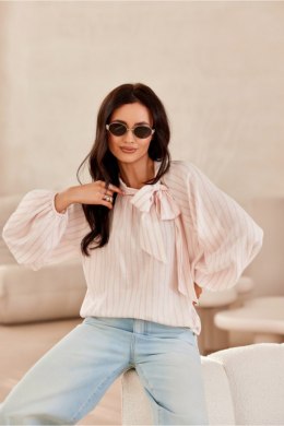Bluzka damska lniana Model Aliss BLU0200-P87 Pink - Roco Fashion