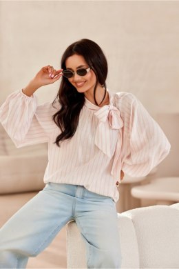 Bluzka damska lniana Model Aliss BLU0200-P87 Pink - Roco Fashion